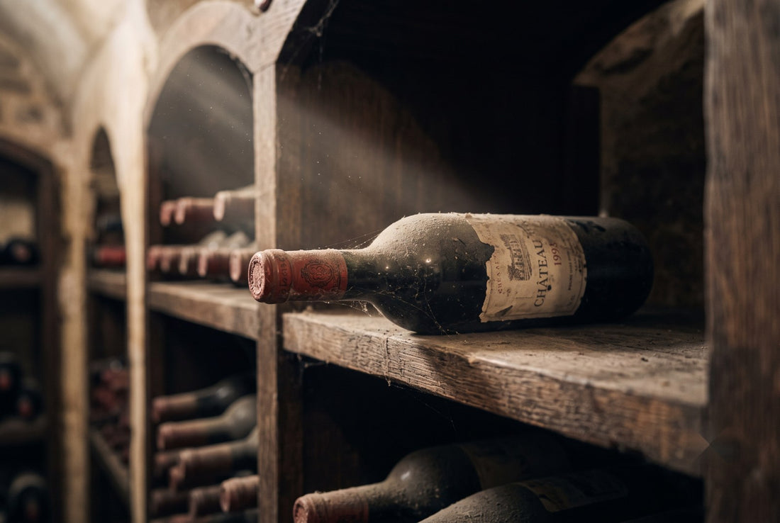 Garrafa de vinho envelhecendo na adega — potencial de guarda