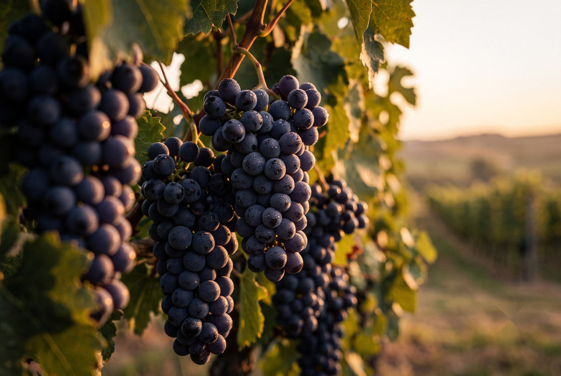Uvas Tannat na parreira — a uva emblemática do Uruguai